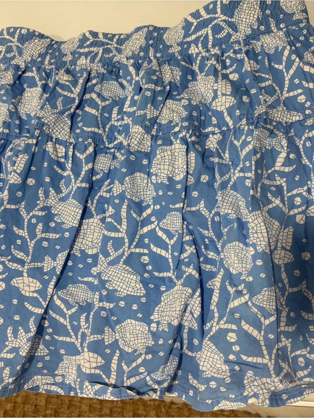 Vineyard Vines Blue and White Floral Tiered Midi Skirt